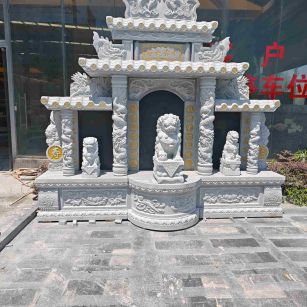 辽源芝麻白中国黑石材套墓 花岗岩墓碑
